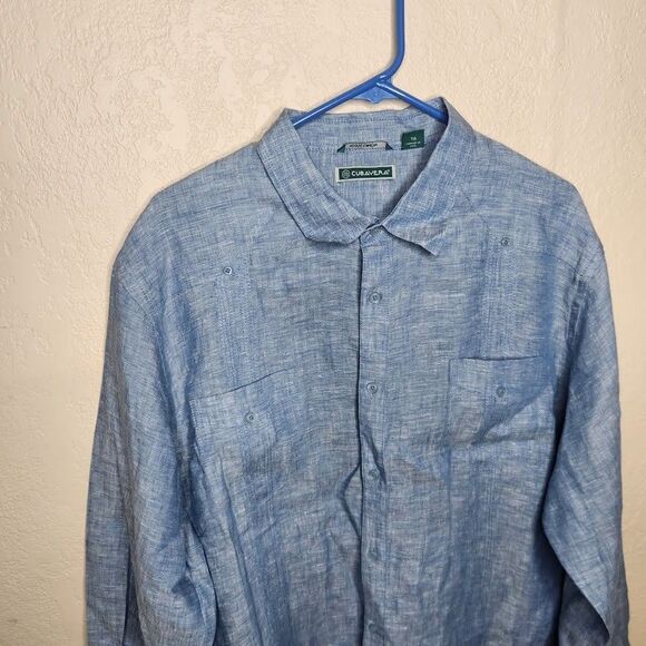 Cubavera Shirt Mens XL Linen Long Sleeve Button Up Pocket Casual Preppy Western - Picture 3 of 10